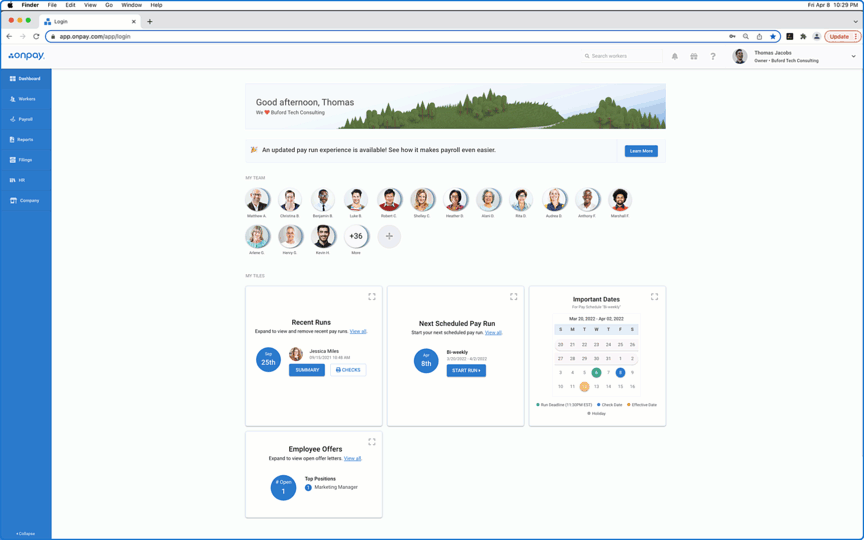 OnPay payroll complete with tax confirmation"