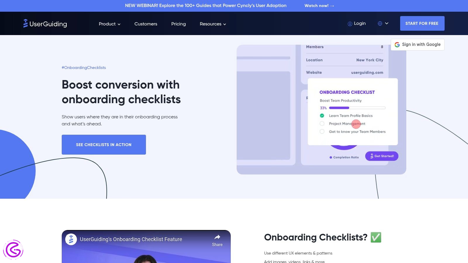 SaaS in‑app onboarding checklist and step‑by‑step guidance interface for new users
